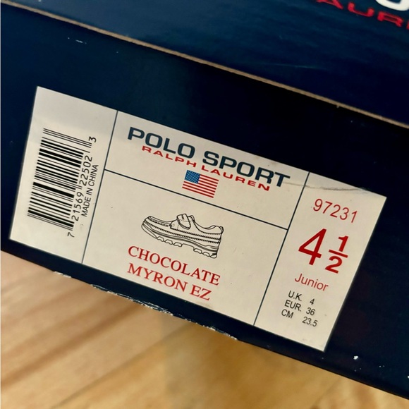 Boys Ralph Lauren Polo Sport, Chocolate Myron EZ Leather Shoe, Size 4 1/2 - Picture 2 of 7